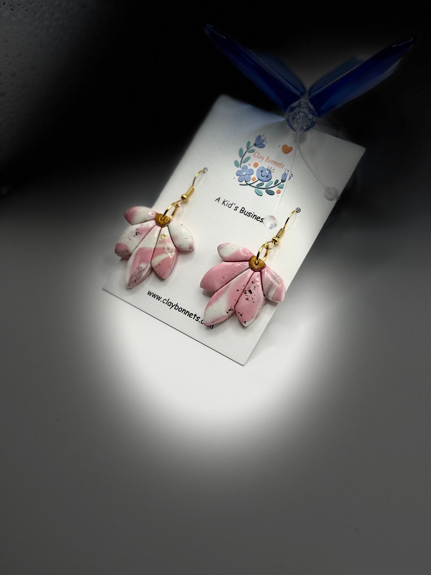 Pinkish White Leaf Earrings – Handmade with Love