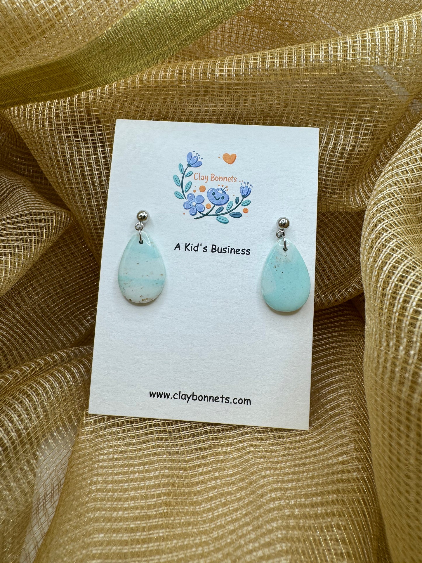 Blue Marble Teardrop Earrings