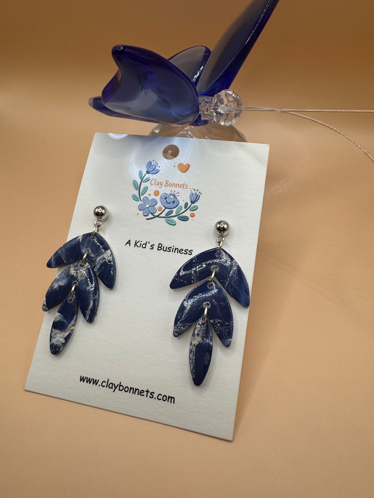 Blue Marble Statement Earrings