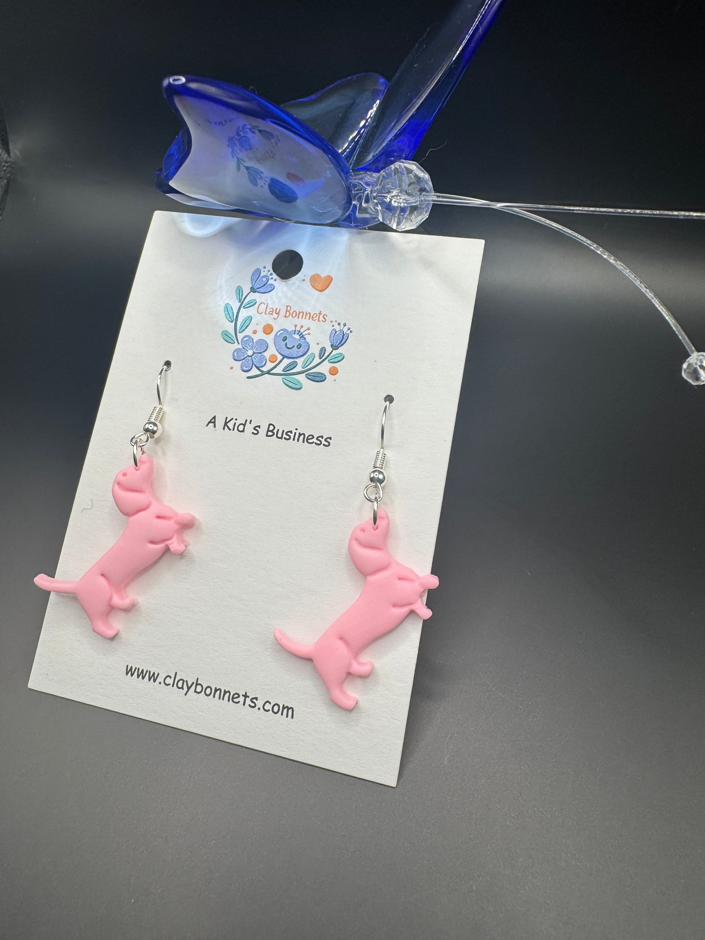 Adorable Pink Dachshund Earrings
