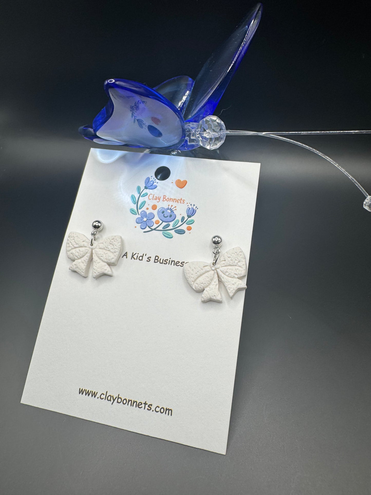 White Little Bow Earrings