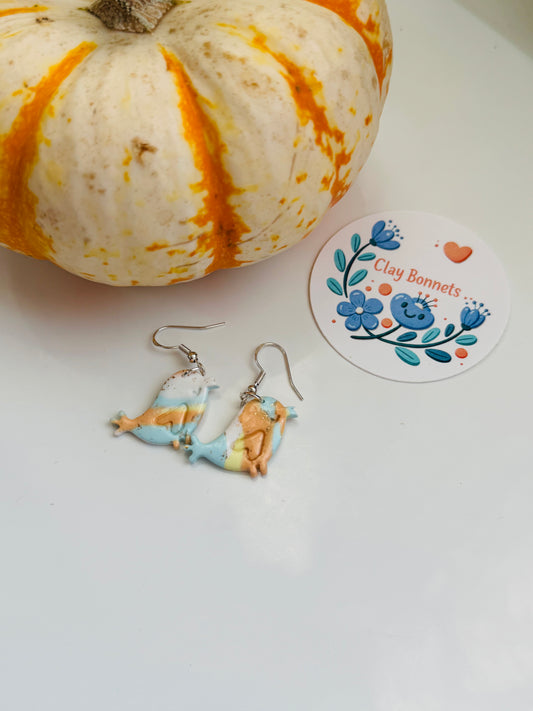 Autumn bird earrings