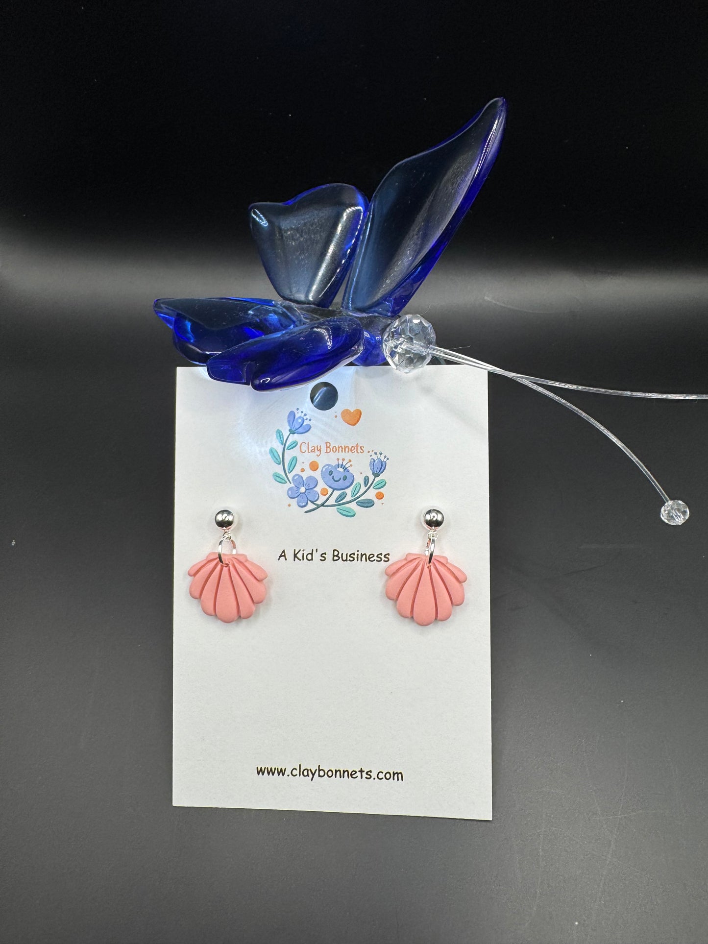 Pink Seashell Clay Earrings