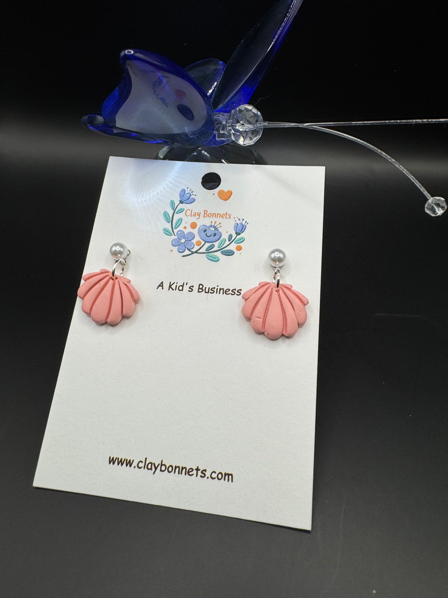 Pink Seashell Clay Earrings