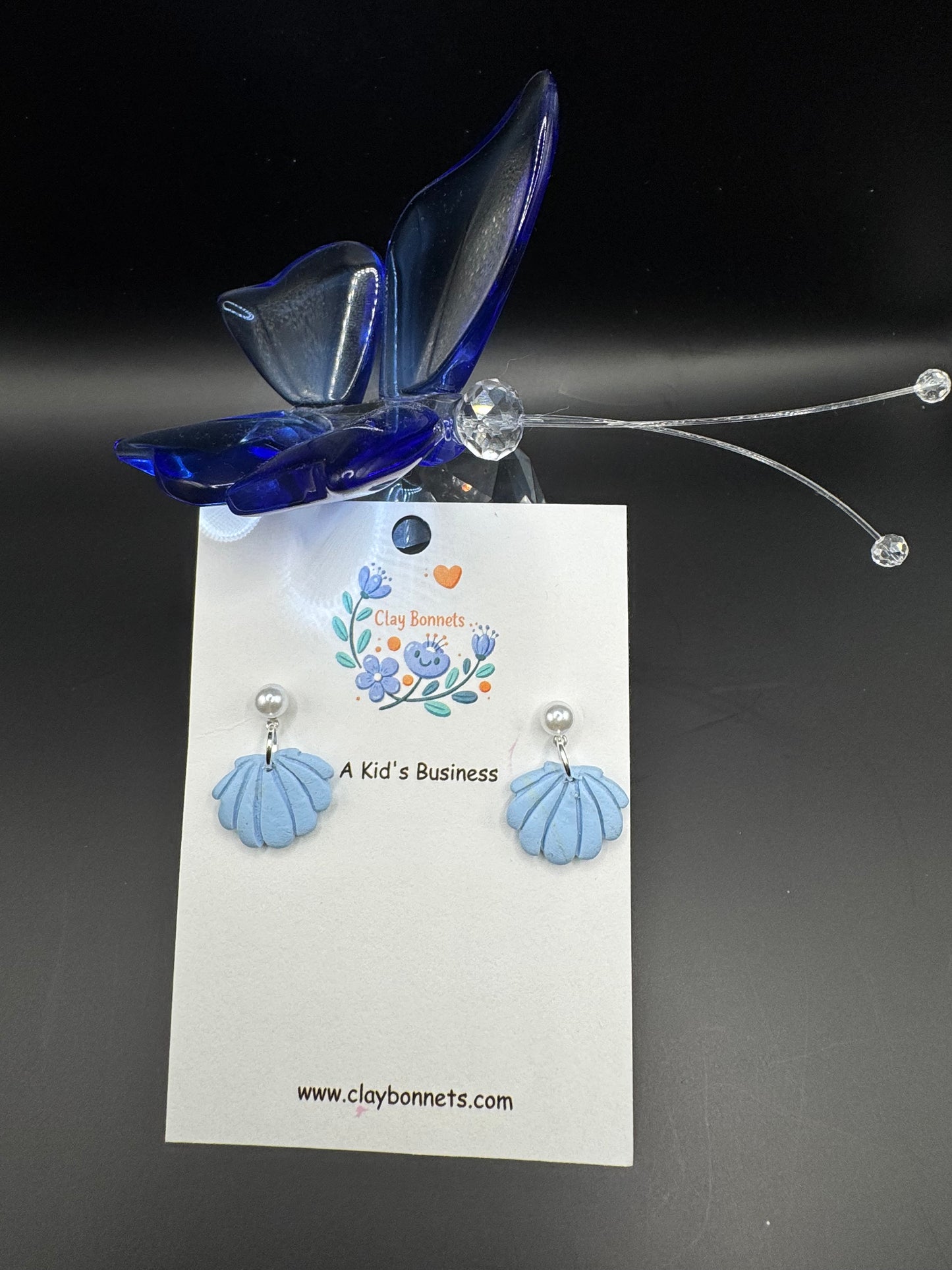 Pastel blue Seashell Clay Earrings