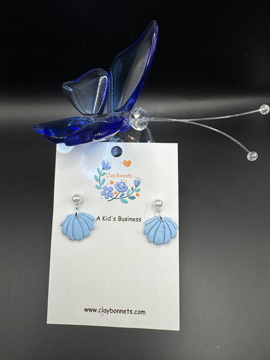 Pastel blue Seashell Clay Earrings
