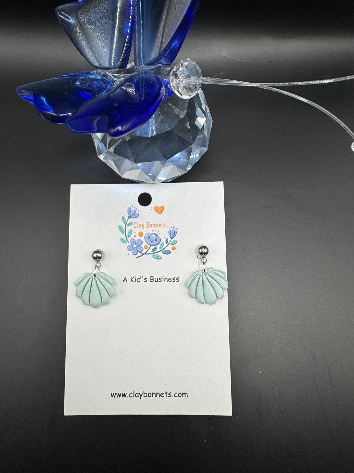 Pastel green Seashell Clay Earrings