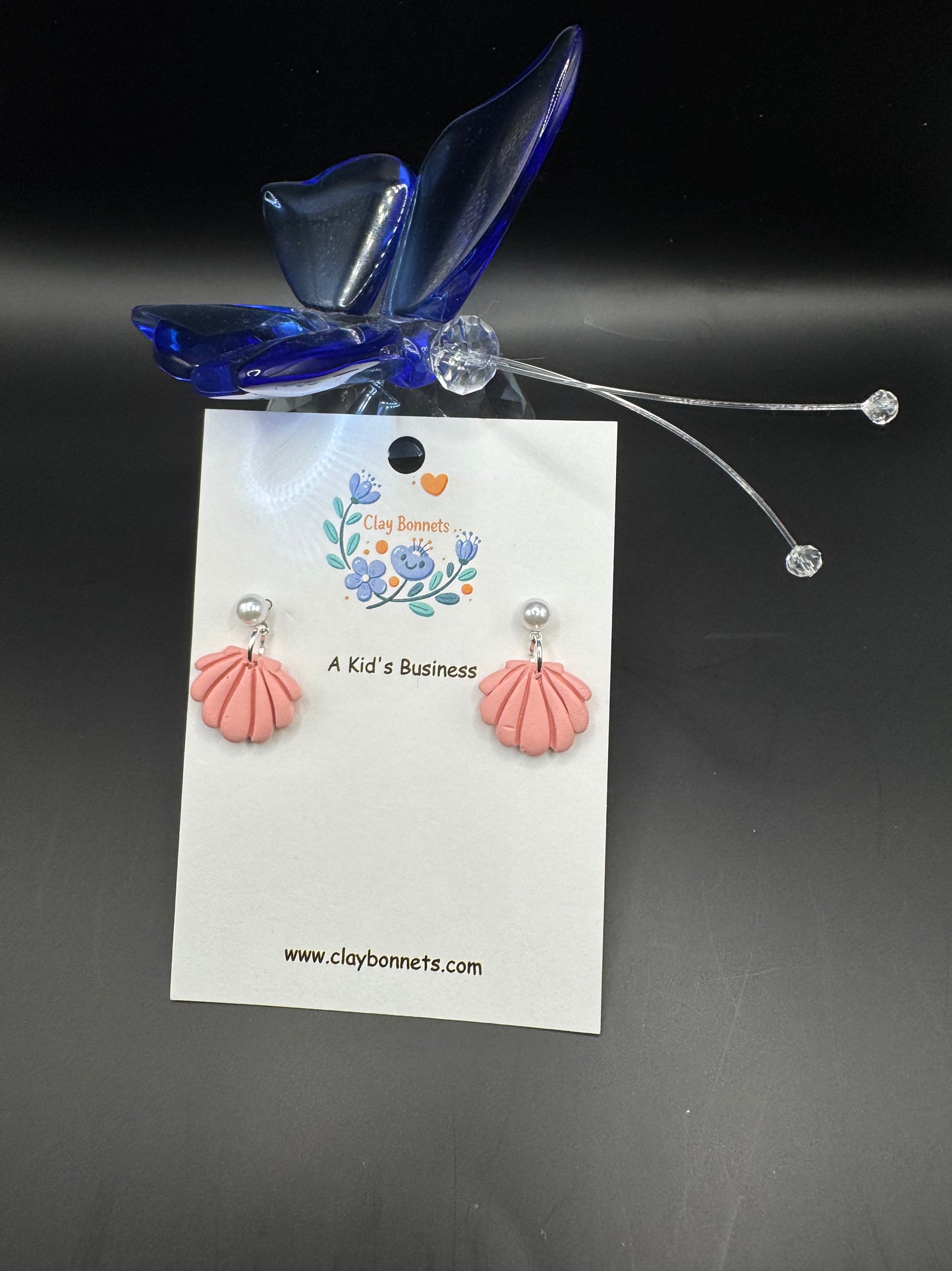 Pink Seashell Clay Earrings