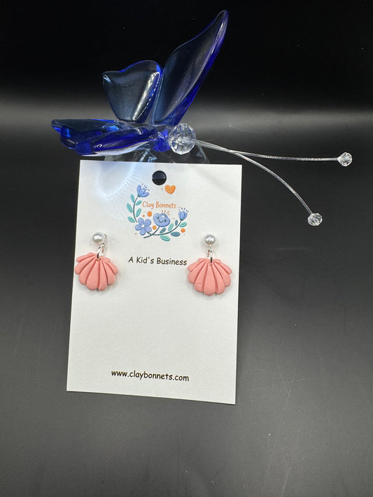 Pink Seashell Clay Earrings