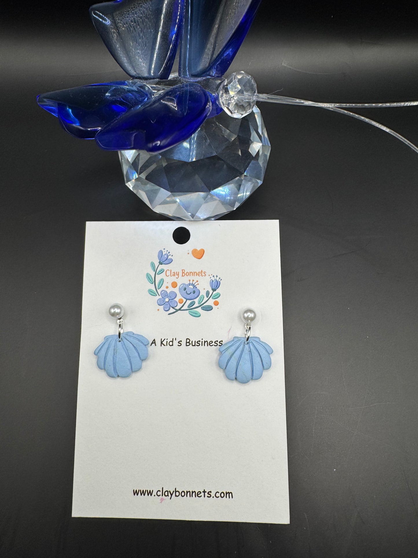 Pastel blue Seashell Clay Earrings