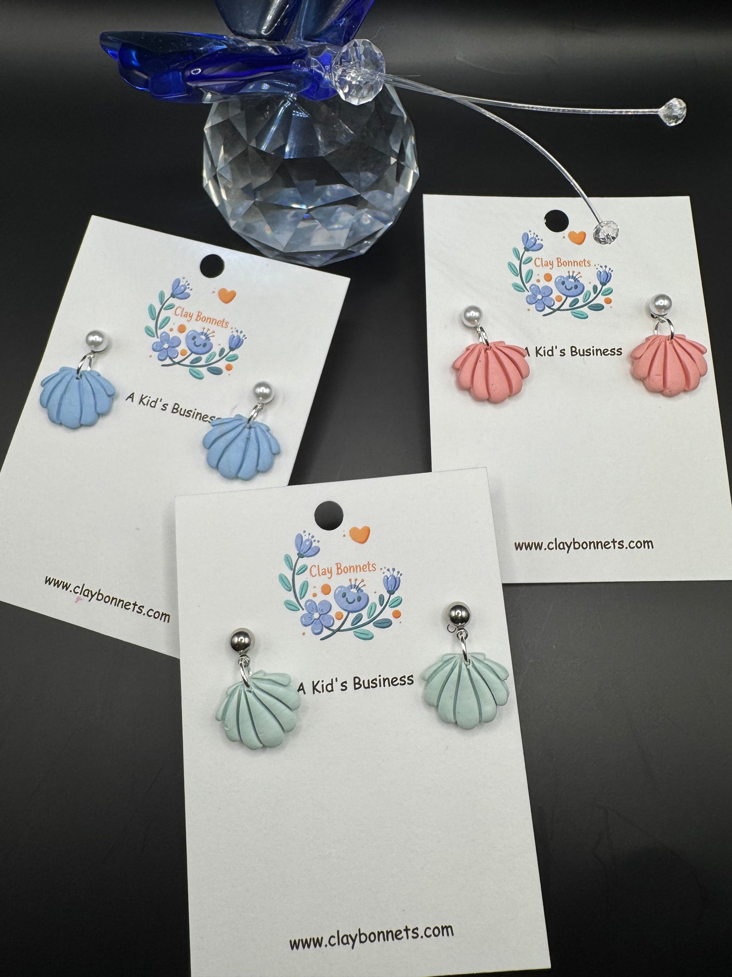 Pink Seashell Clay Earrings