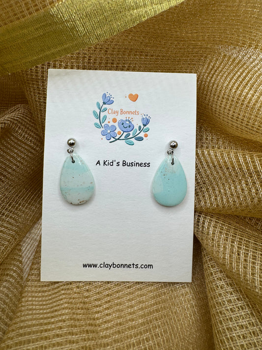 Blue Marble Teardrop Earrings