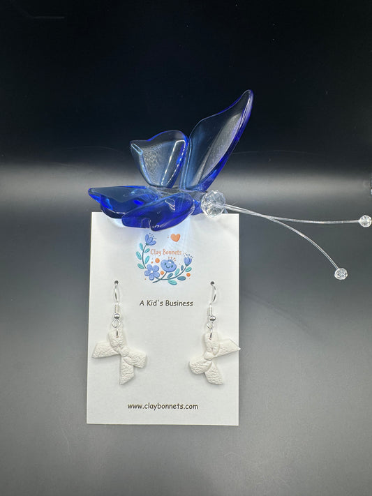 White Ribbon Earrings