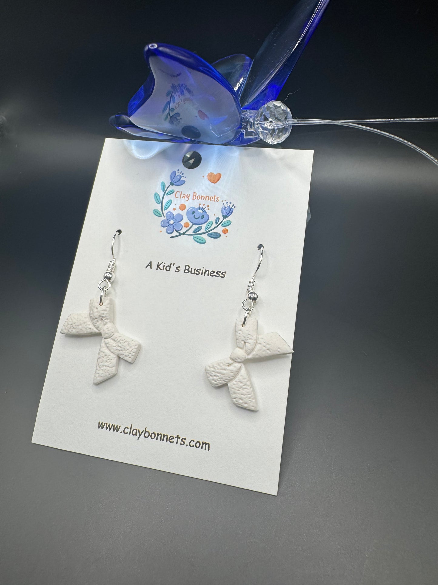 White Ribbon Earrings
