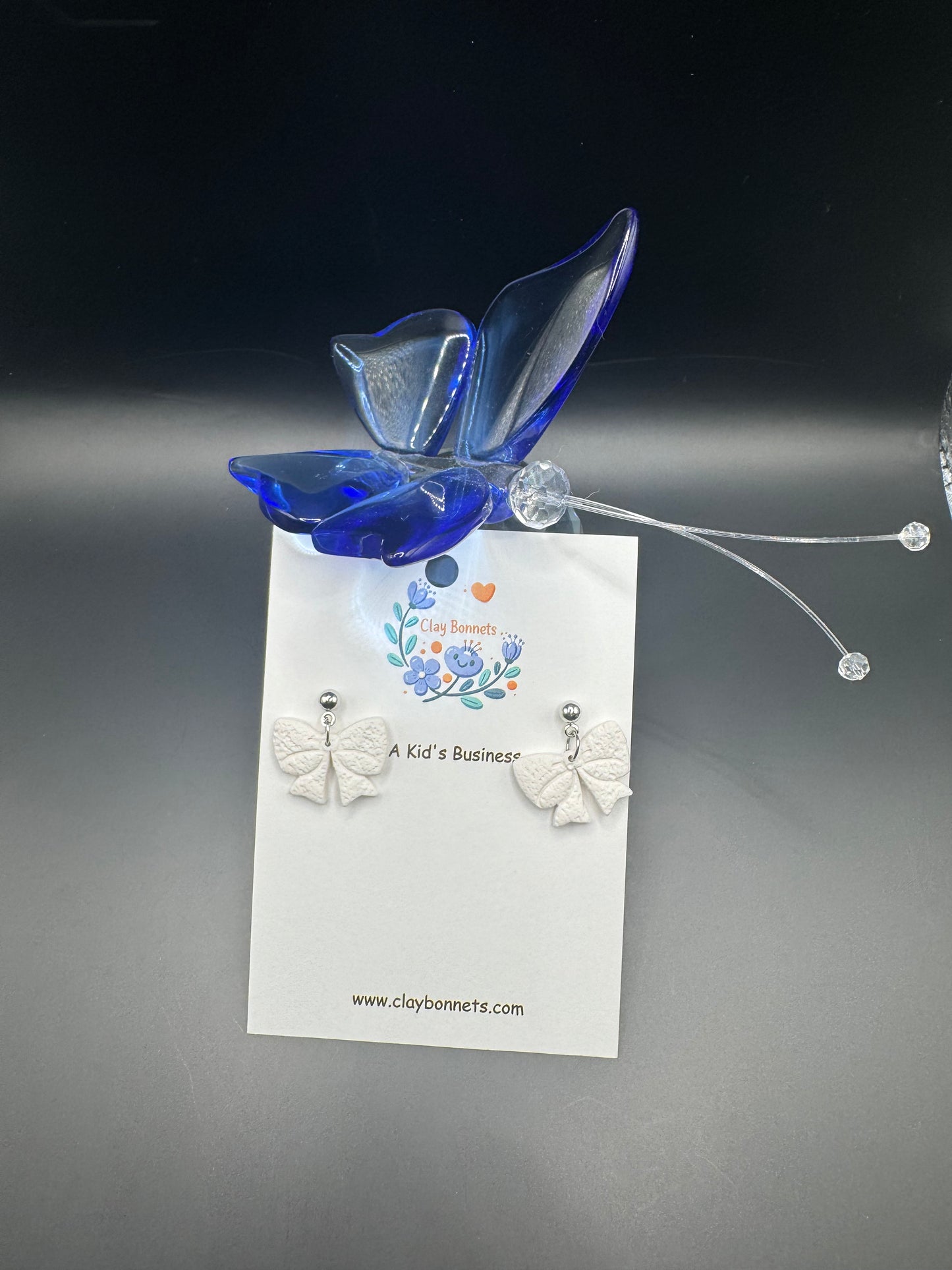 White Little Bow Earrings